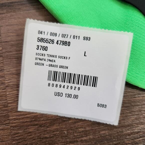 Authentic‎ BALENCIAGA Logo Neon Green Long Socks L Luxury - Picture 2 of 4